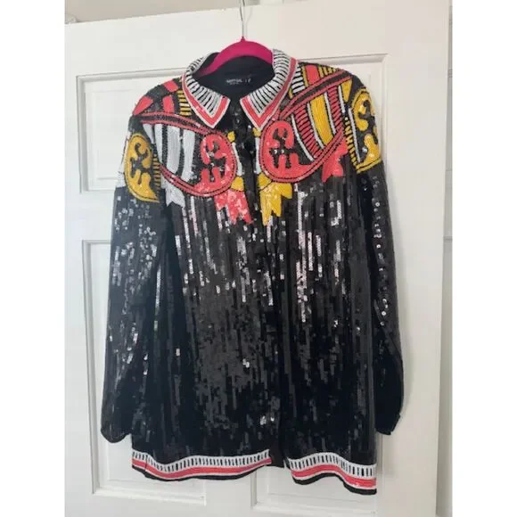 Nasty Gal Country Star Sequin Embellished Shirt/Jacket, Size 8 - Picture 1 of 5